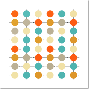 Colorful Circles On A Grid Mid Century Pattern Posters and Art